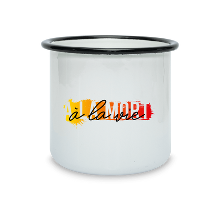 tasse émaillée à rebord coloré 