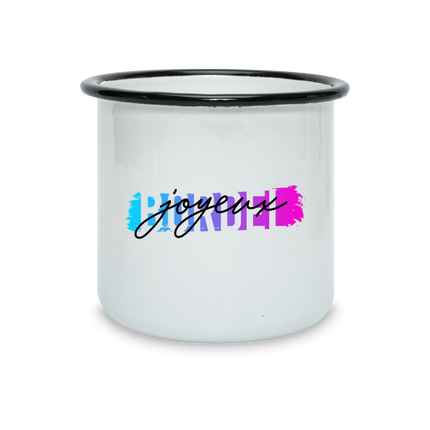 tasse émaillée à rebord coloré 