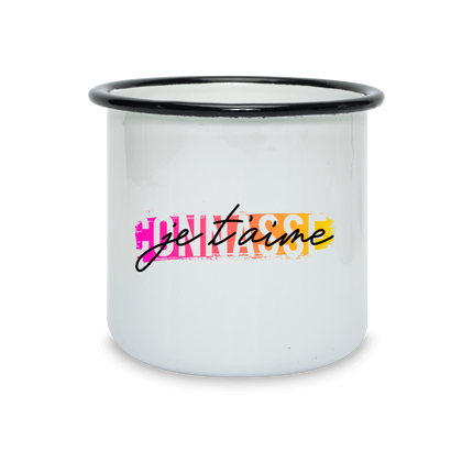 tasse émaillée à rebord coloré 