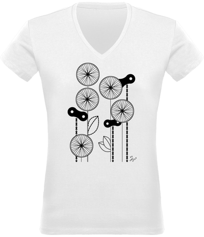 TShirt femme Col V Fleurs couleurs claires