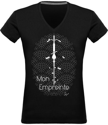TShirt femme Col V Empreinte couleurs foncées