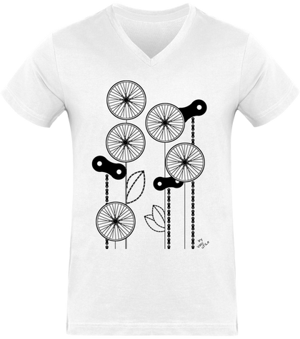 TShirt Homme Col V Fleurs couleurs claires