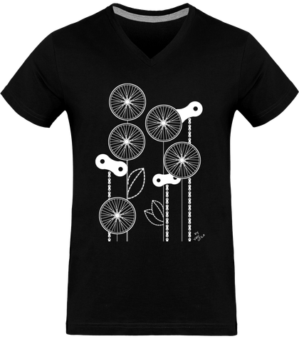 TShirt Homme Col V Fleurs couleurs foncées