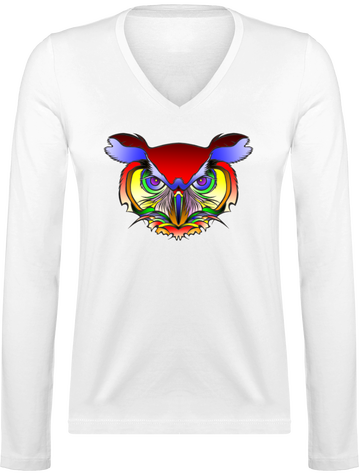 t-shirt manches longues illustration hiboux arc-en-ciel / entier