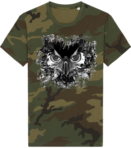 t-shirt militaire illustration hiboux noir&blanc