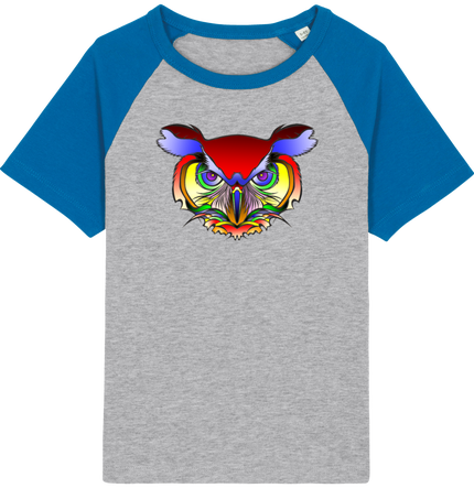 t-shirt baseball illustratio, hiboux arc-en-ciel/entier