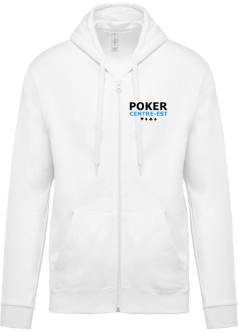 Sweat-Shirt Blanc PCE - Zippé à Capuche - Unisexe