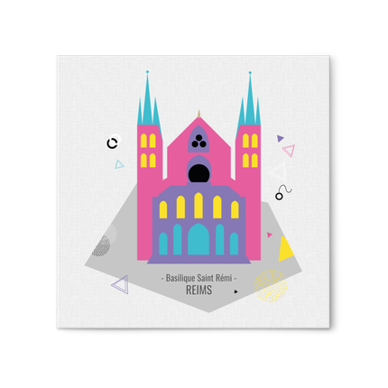 Tableau Reims Basilique Saint Rémi - 30 x 30 cm