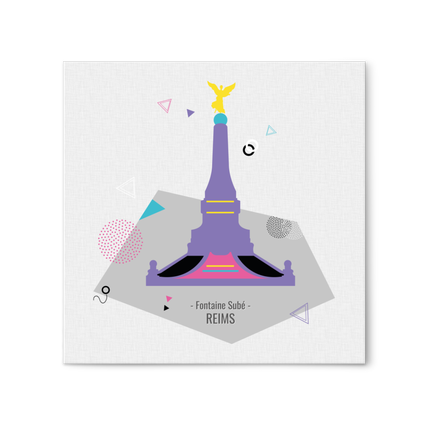 Tableau Reims Fontaine Subé - 30 x 30 cm