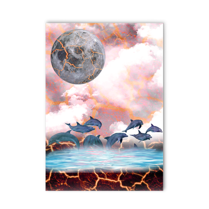 Tableau Monde des dophins décoration 