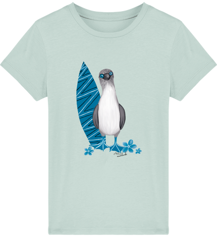 T-shirt enfant bio illustration fou de bassan pieds bleus