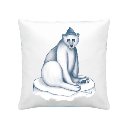 Coussin bi-colore ours polaire