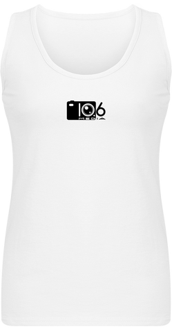 Débardeur blanc logo noir poitrine.