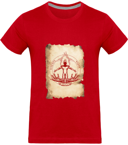 T-shirt Homme Prométhée Basic Rouge avec logo parchemin