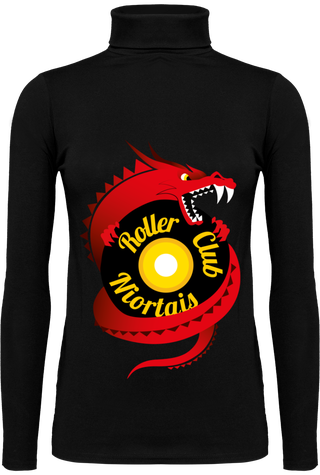 T-shirt manches longues col roulé femme - logo devant