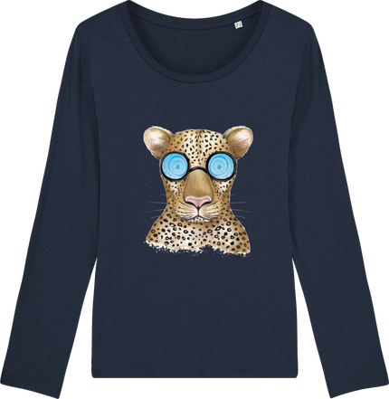 T-shirt femme bio léopard à lunettes