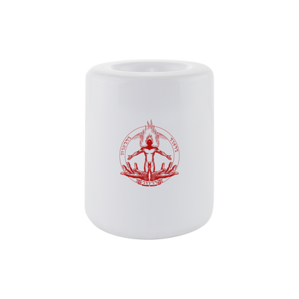 Bougeoir Céramique Prométhée Basic Logo rouge sur fond blanc