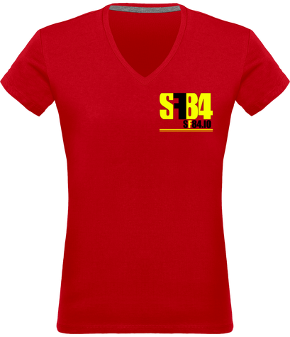 T-shirt Col V Femme 180 gr Team SF84 Rouge Scuderia