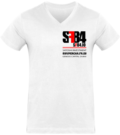 T-shirt Col V Homme 180g Team SF84 Couleur Blanc