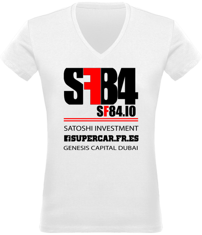 T-shirt Col V Femme 180 gr Team SF84 Blanc