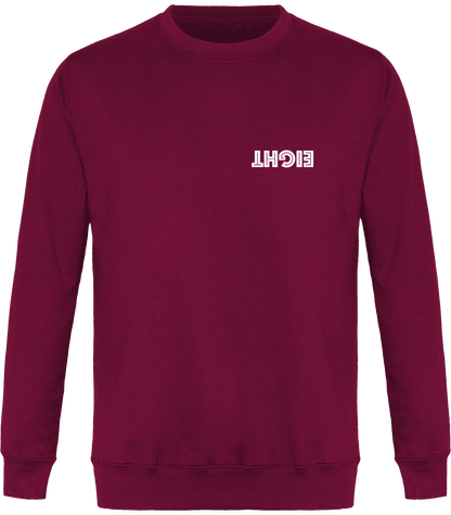 Pull col rond unisexe avec logo à l'envers blanc