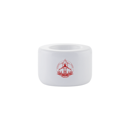 Bougeoir Céramique Prométhée Basic Logo rouge sur fond blanc petit modèle