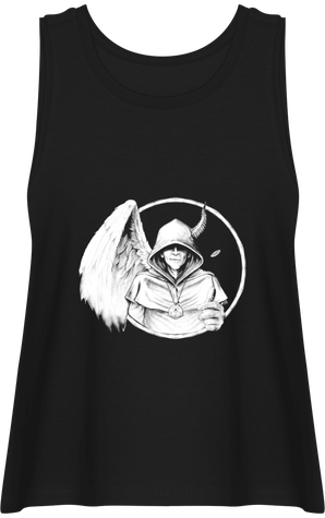 Débardeur évasé Femme Prométhée Imbolc 2022 100% coton bio motif blanc sur noir