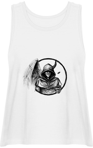 Débardeur évasé Femme Prométhée Imbolc 2022 100% coton bio motif noir sur blanc