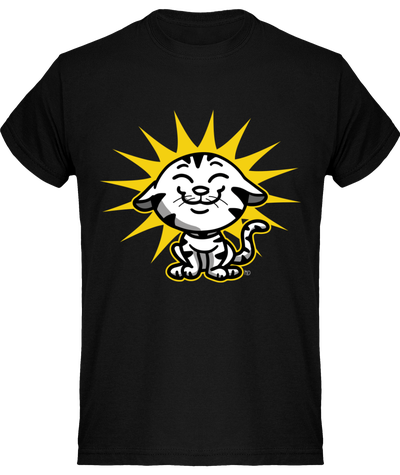 T-shirt homme Chat heureux noir et blanc