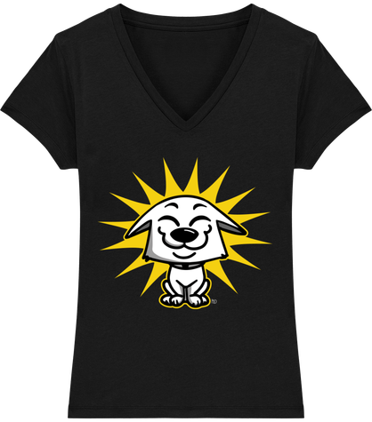 T-shirt femme Chien heureux noir et blanc