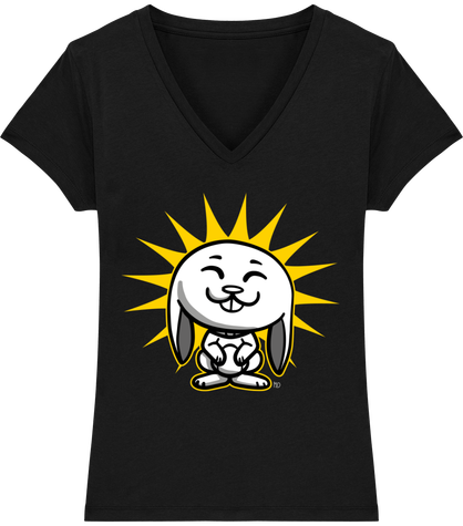 T-shirt femme Lapin heureux noir et blanc