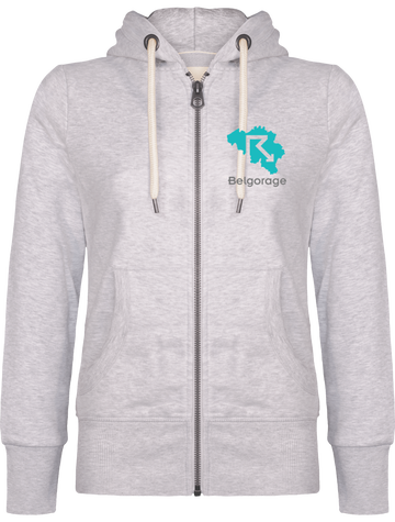 Sweat Shirt  gris clair vintage zippé à Capuche Femme
