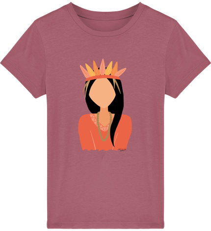 T-shirt enfant bio illustration indienne face
