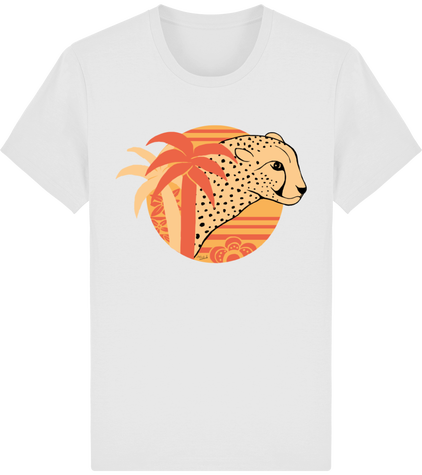 T-shirt homme bio motif guépard palmiers