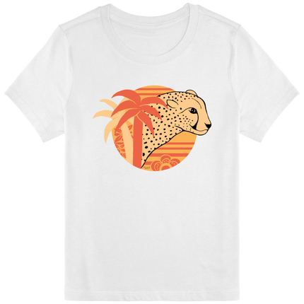 T-shirt bio enfant motif guépard palmiers