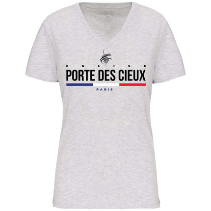 T-shirt Col V Clair Femme PDC Paris