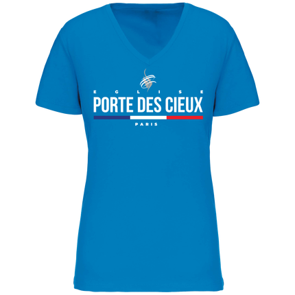 T-shirt Col V Foncé Femme PDC Paris