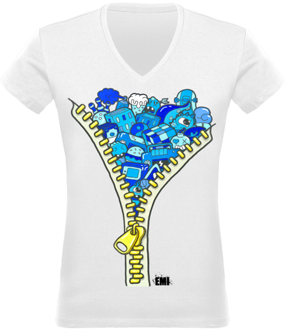 Tee-shirt Doodle Zip Blue (F)