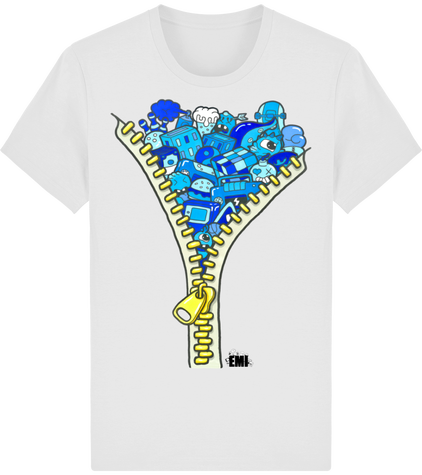 Tee-shirt Doodle Zip Blue (H)