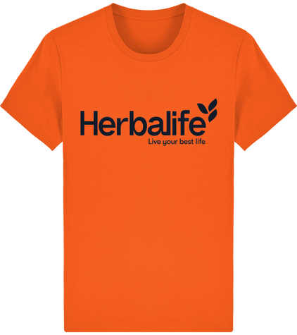 T SHIRT ORANGE LOGO NAVY BLUE HERBALIFE LIVE YOUR BEST LIFE 