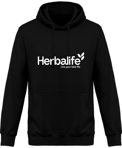 HOODIE NOIR LOGO BLANC HERBALIFE LIVE YOUR BEST LIFE 