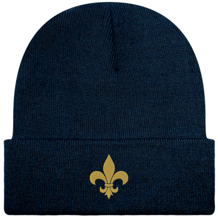 Bonnet avec revers, brodé fleur de lys dorée