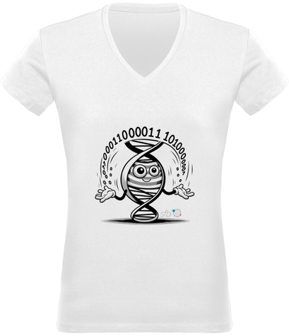 Tee-shirt Col V Femme - Version Double hélice ADN