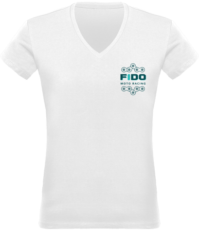 T-shirt col V Femme - logo floqué devant
