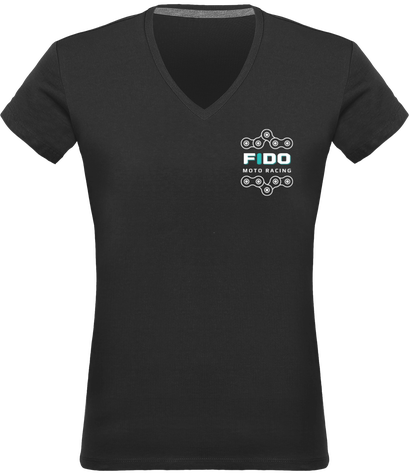 T-shirt col V Femme - logo floqué devant