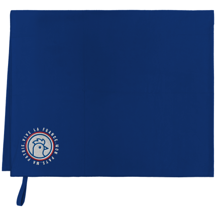 SERVIETTE BRODÉE VIVE LA FRANCE. MON PAYS MA PATRIE TÊTE DE COQ