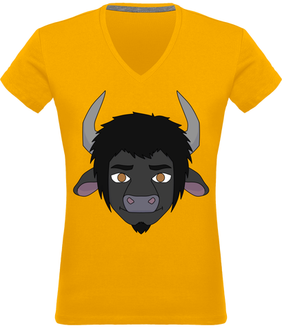 T-shirt femme col V (taureau)