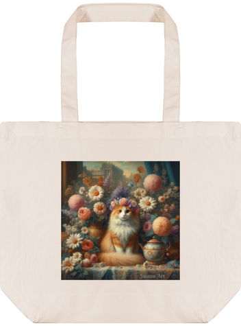 Chat floral – sac en coton bio