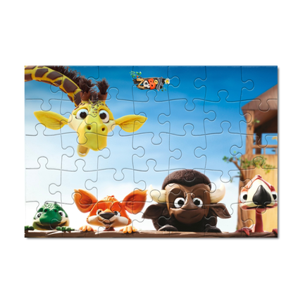 Puzzle A4 Kerala, Lina, Rodolphe, Burt le Bison et Mme la Giraffe – Édition Officielle Zoobox