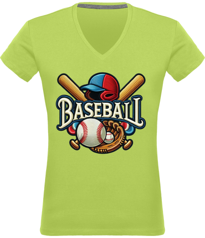 All-Star Diamond Spirit : L'essentiel du baseball classique / T-shirt Col V Femme 180 gr